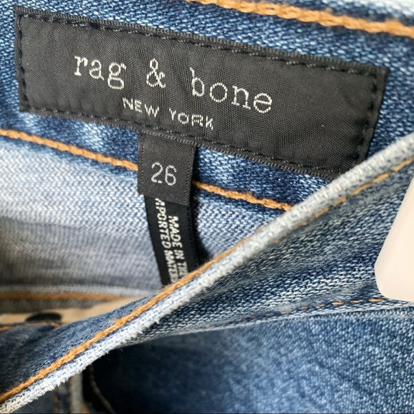 🍉RAG & BONE High Rise Straight Stretchy Jeans Crop Medium Wash Blue - Picture 4 of 16